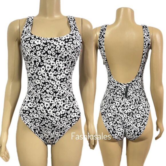 Victorias Secret Pink Swim One-piece Swimsuit Lined Black multicolor Large - Picture 2 of 9